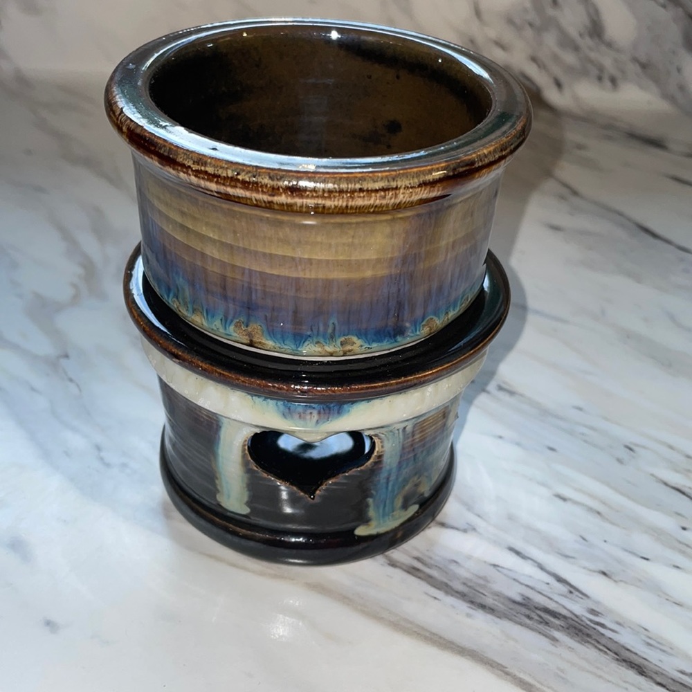 Bill Campbell art studio pottery signed tea light burner